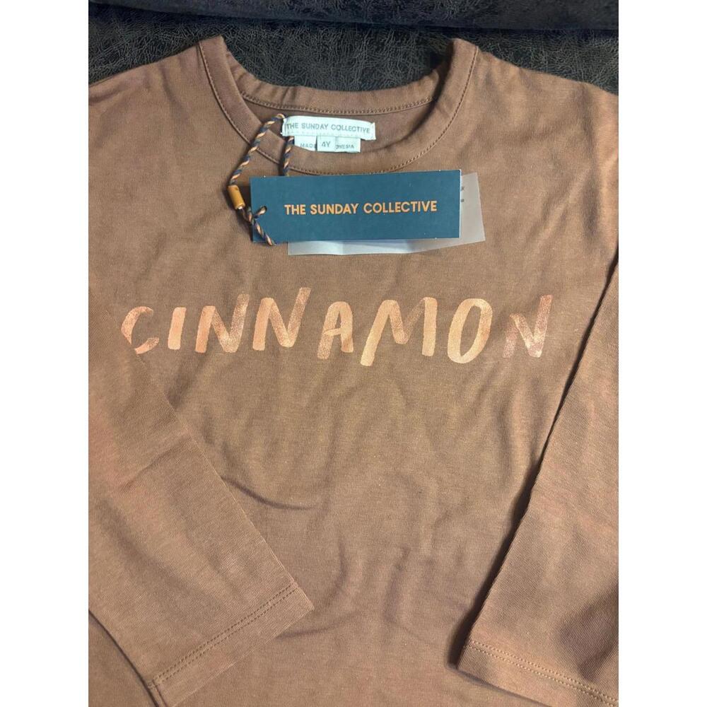NWT The Sunday Collective “CINNAMON” Long Sleeve Tee 4 Years - Picture 2 of 4